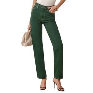 Reformation Women’s Green Straight Jeans